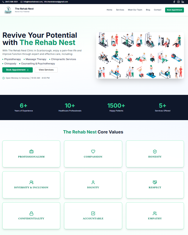The Rehab Nest – Rehab & Wellness Clinic Website